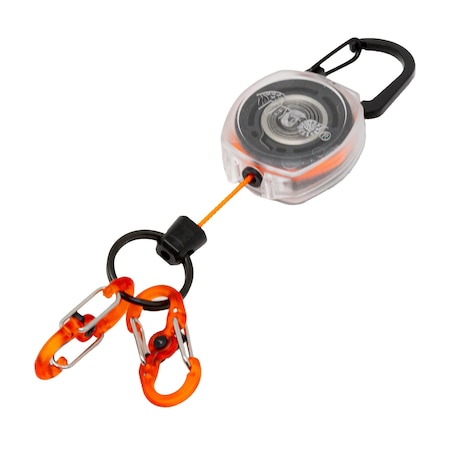 Key-Bak Sidekick, Clear, Orange 24in Cord Made with DuPont Kevlar, Carabiner, 2 Microlock Key Holder POLY 0KB2-0D244